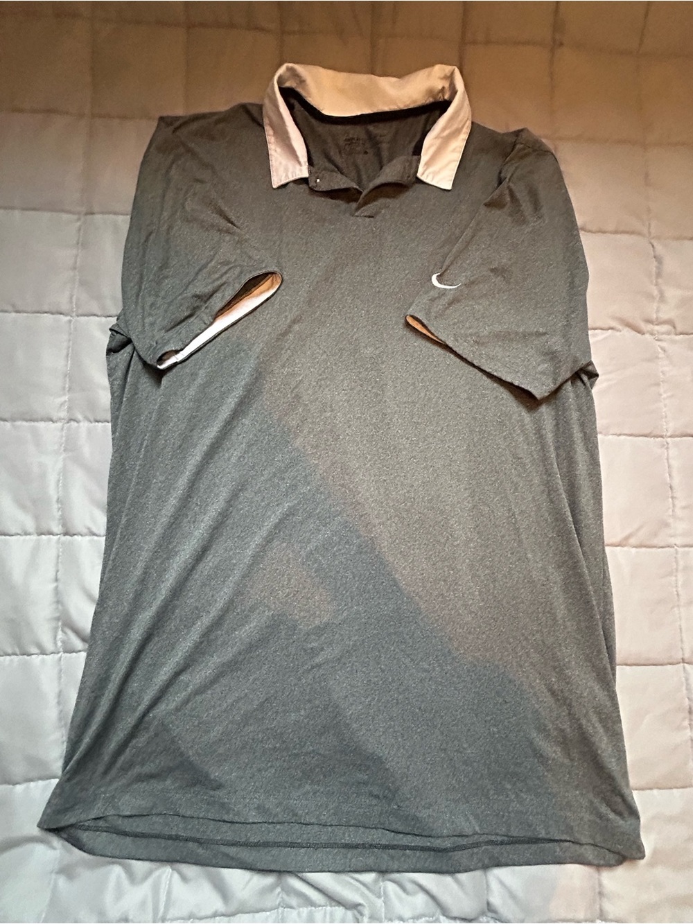 Nike Men's Gray Polo with Contrast Light Collar